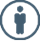 Icon representing a stylized human figure inside a circle.