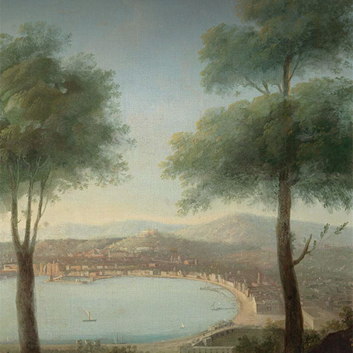 Ritaglio della copertina - Antonio Joli (Modena, 1700 circa - Napoli 1777) Veduta del Golfo di Napoli dalle falde del Vesuvio 1765-1770 ca olio su tela, 157 x 235,5 cm Collezione Intesa Sanpaolo Gallerie d’Italia - Napoli.